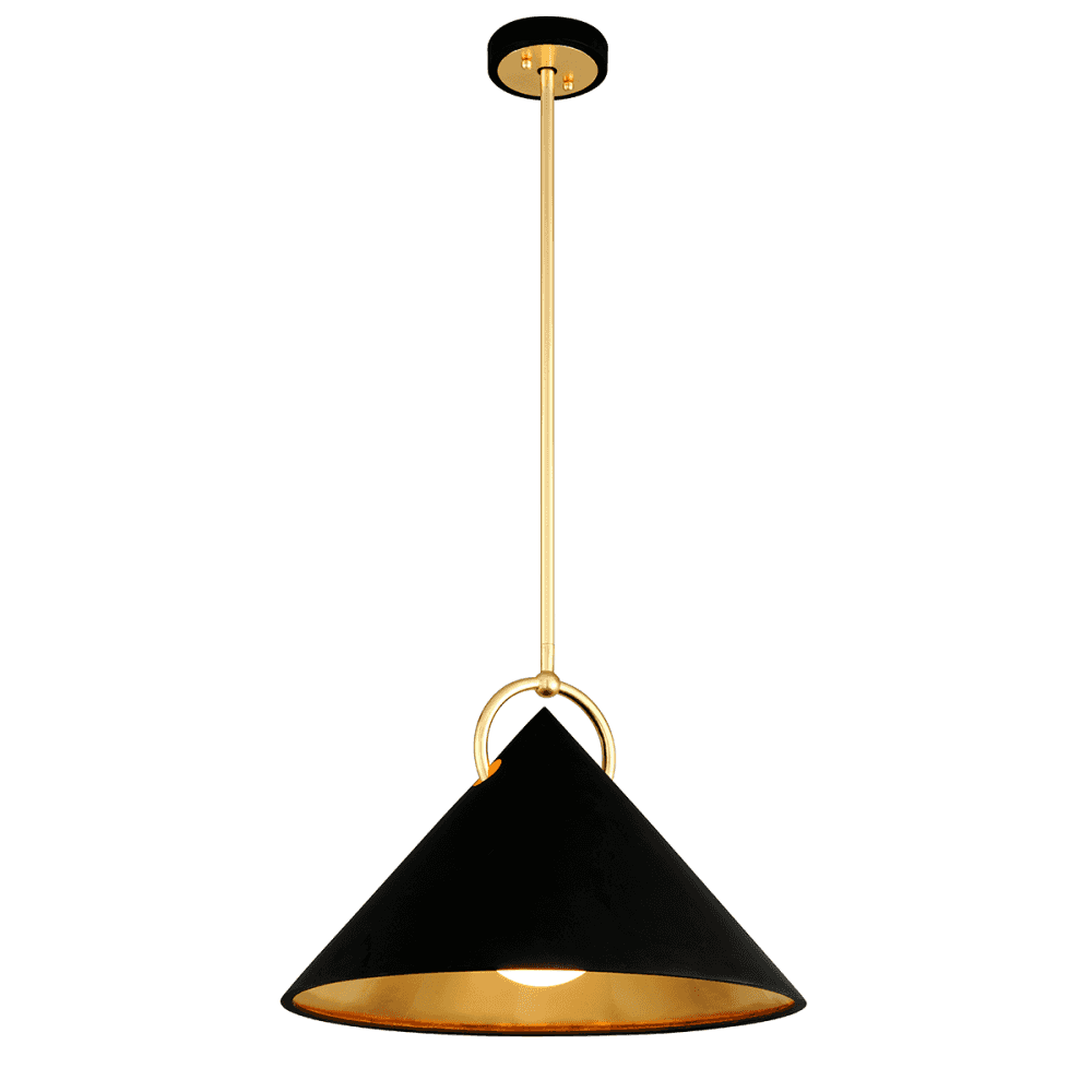 Elegant Black and Gold Leaf Pendant Light with Opal Glass Shade