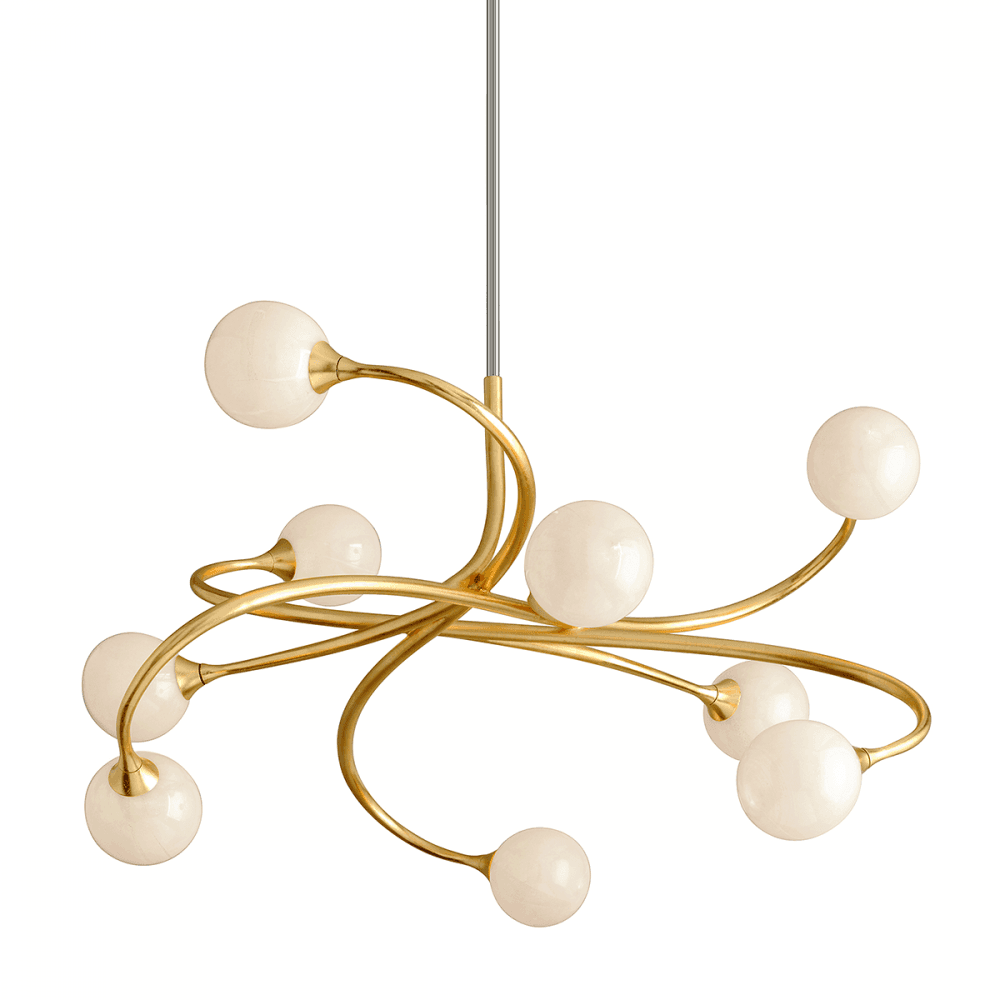 Elegant Gold Leaf 9-Light Iron Chandelier