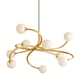 Elegant Gold Leaf 9-Light Iron Chandelier