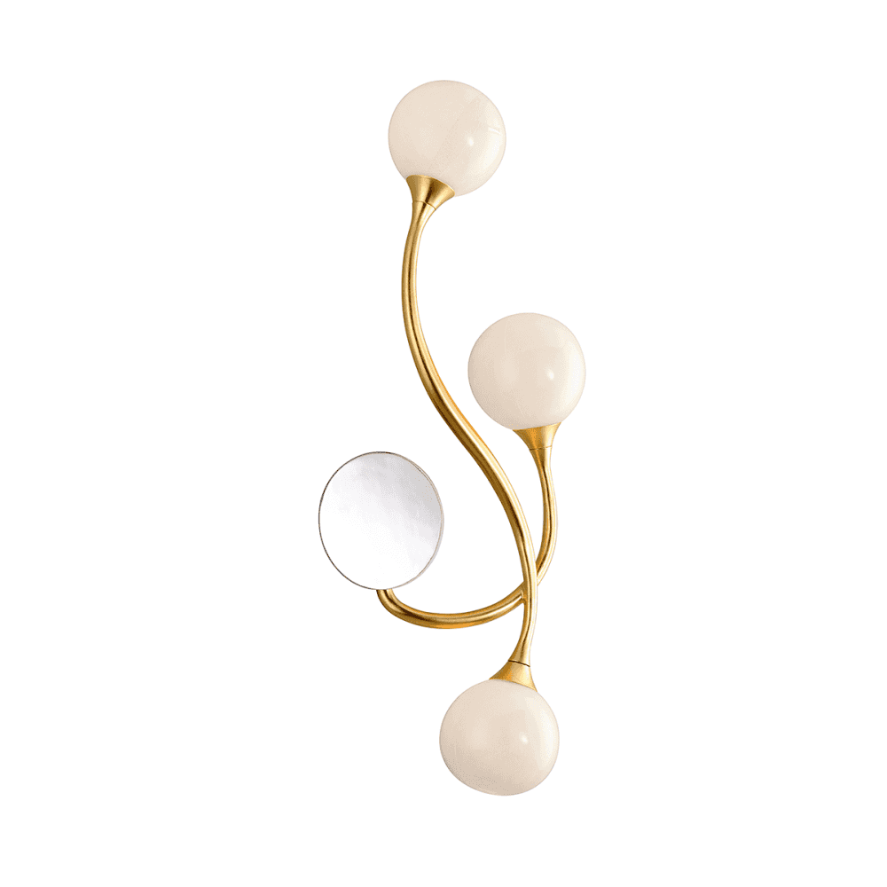 Artisanal Gold Leaf Triple Light Wall Sconce