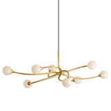 Opulent Gold Leaf Linear Chandelier with Antique White Glass Shades