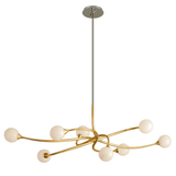 Opulent Gold Leaf Linear Chandelier with Antique White Glass Shades