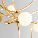 Opulent Gold Leaf Linear Chandelier with Antique White Glass Shades
