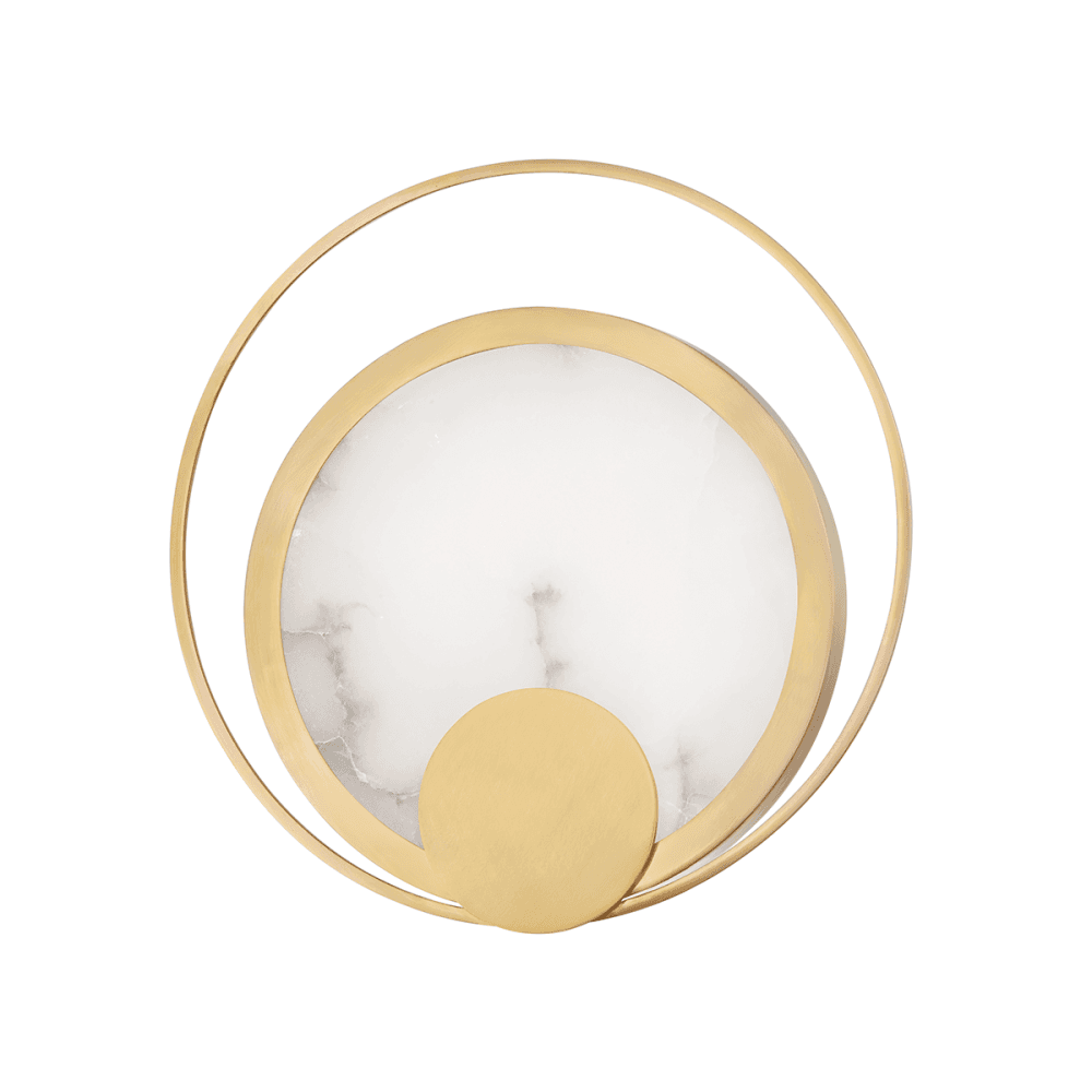 Elegant Brass Coil LED Wall Sconce with Spanish Alabaster Shade