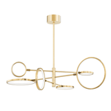 Saturn Collection 6-Light LED Chandelier in Matte White and Aged Brass