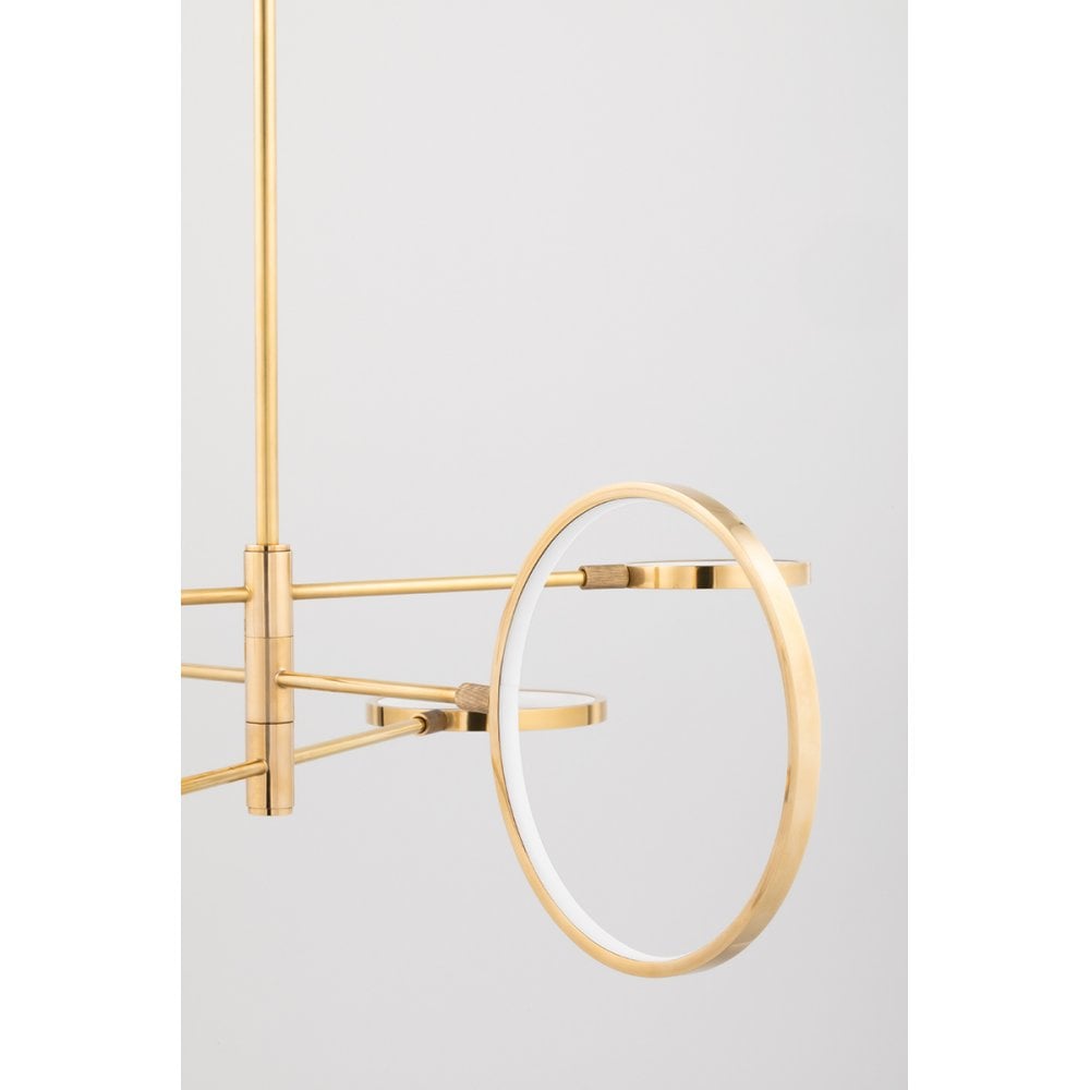 Saturn Collection 6-Light LED Chandelier in Matte White and Aged Brass