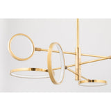 Saturn Collection 6-Light LED Chandelier in Matte White and Aged Brass