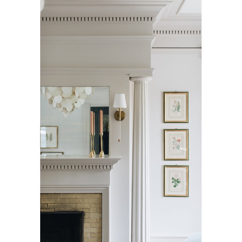 Blixen Antique Brass 1-Light Wall Sconce with Linen Shade