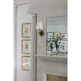 Blixen Antique Brass 1-Light Wall Sconce with Linen Shade