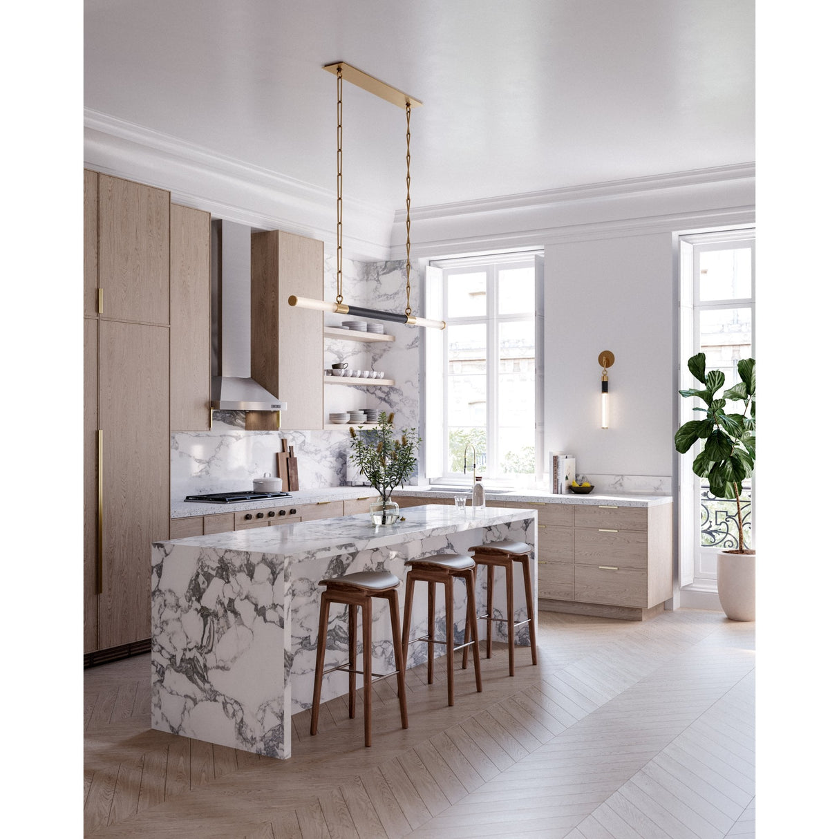 Huntington Linear LED Pendant Light in Antique Bronze