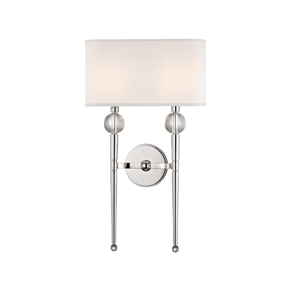 Elegant Rockland Modern 2-Light Wall Sconce in Pearl Nickel