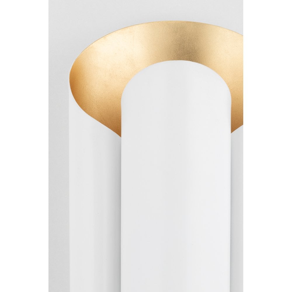 Elegant Dual Light Wall Sconce in Gold and White Finish