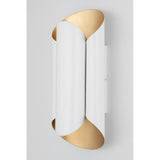 Elegant Dual Light Wall Sconce in Gold and White Finish