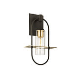 Smyth Wall Sconce in Dark Bronze and Brushed Brass with Clear Glass Shade