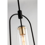 Smyth Wall Sconce in Dark Bronze and Brushed Brass with Clear Glass Shade
