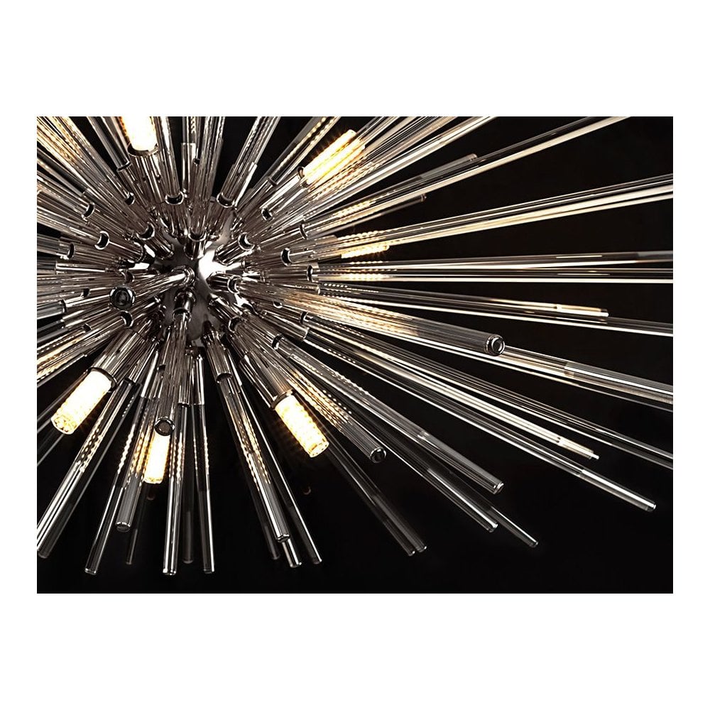 Evasion Chrome 9-Light Chandelier with Glass Rod Accents
