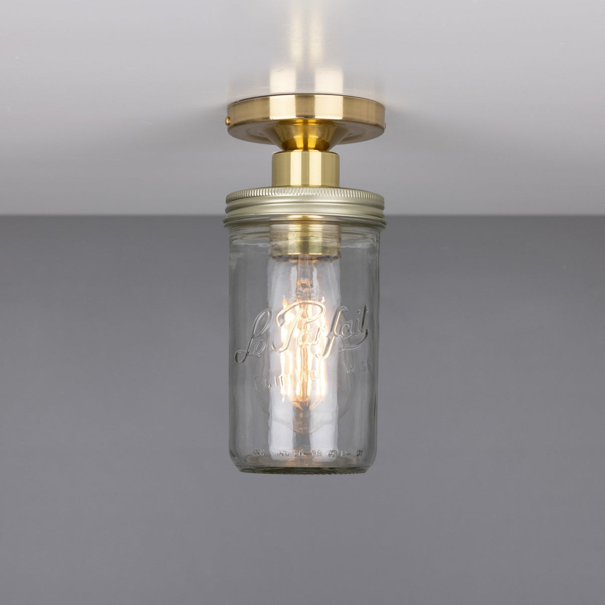 Antique Brass Jam Jar Ceiling Light Fixture