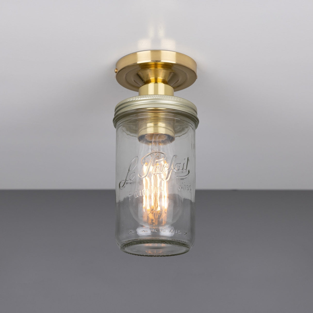 Antique Brass Jam Jar Ceiling Light Fixture