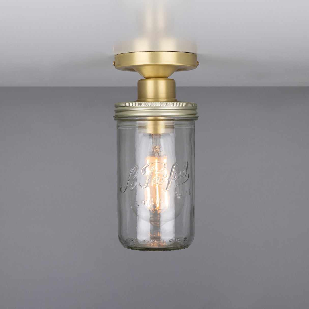 Antique Brass Jam Jar Ceiling Light Fixture