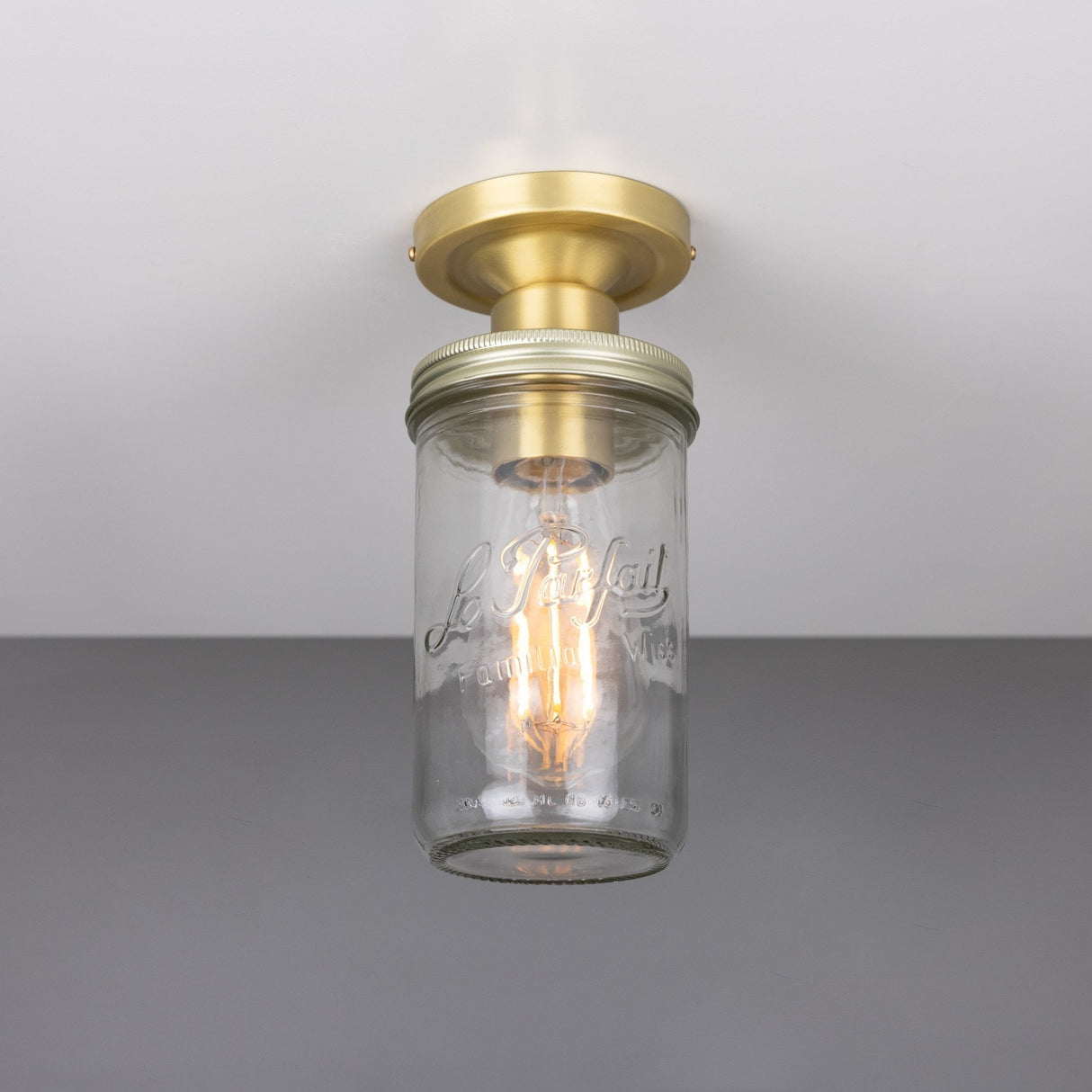 Antique Brass Jam Jar Ceiling Light Fixture