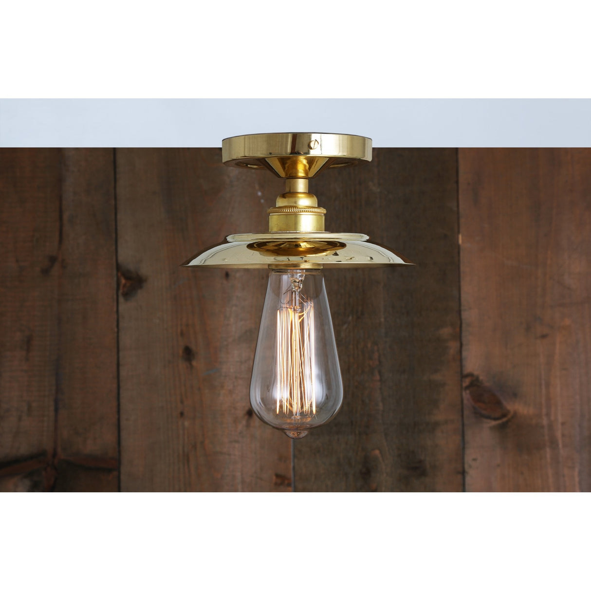 Antique Brass Reznor Flush Ceiling Light Fixture
