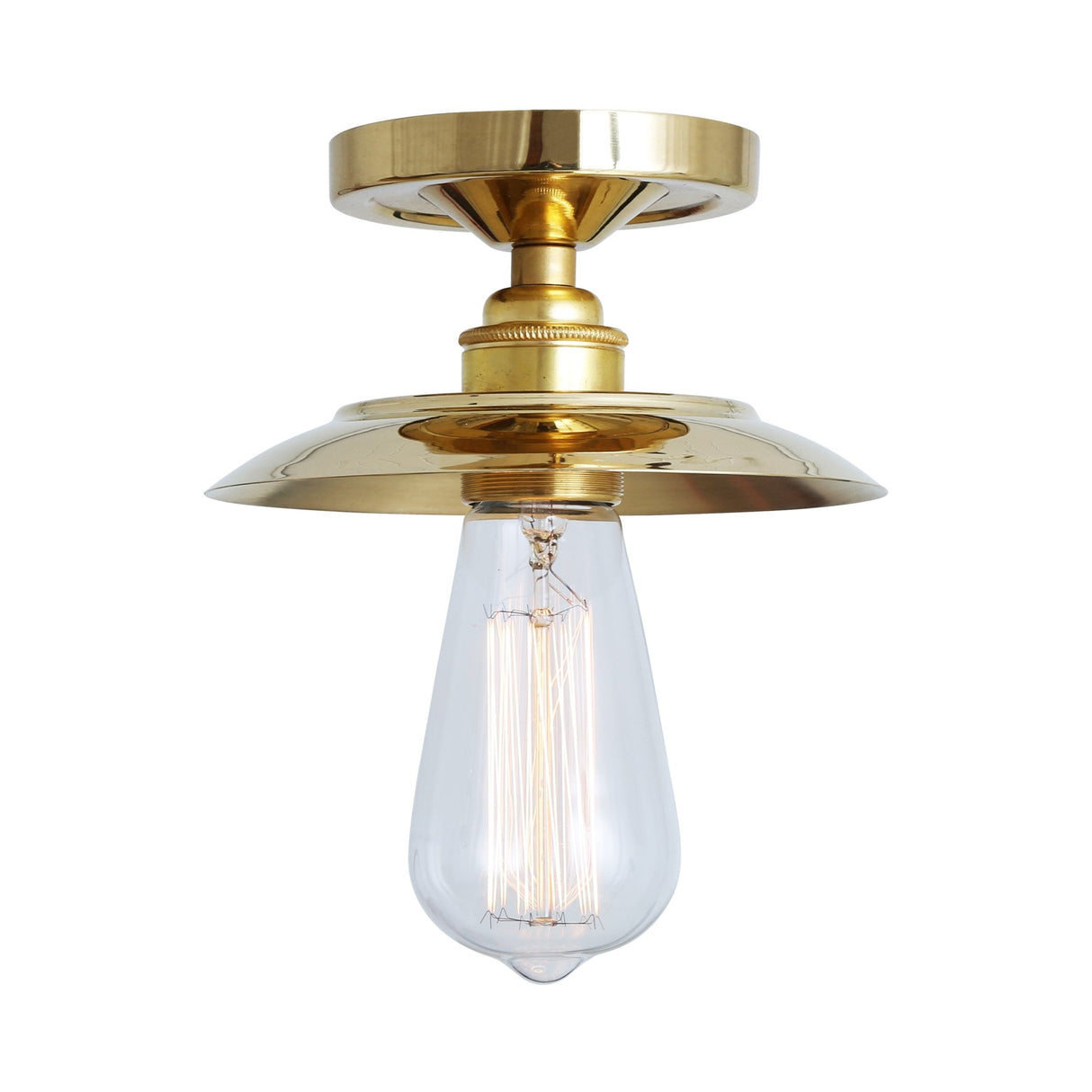 Antique Brass Reznor Flush Ceiling Light Fixture