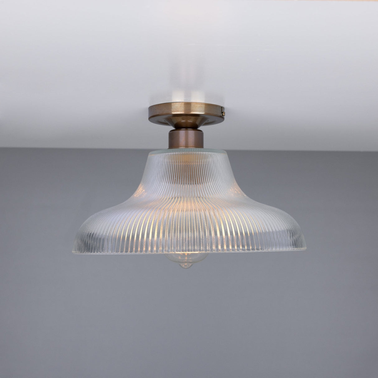 Mono 30cm Antique Brass Railway Flush Light Fixture