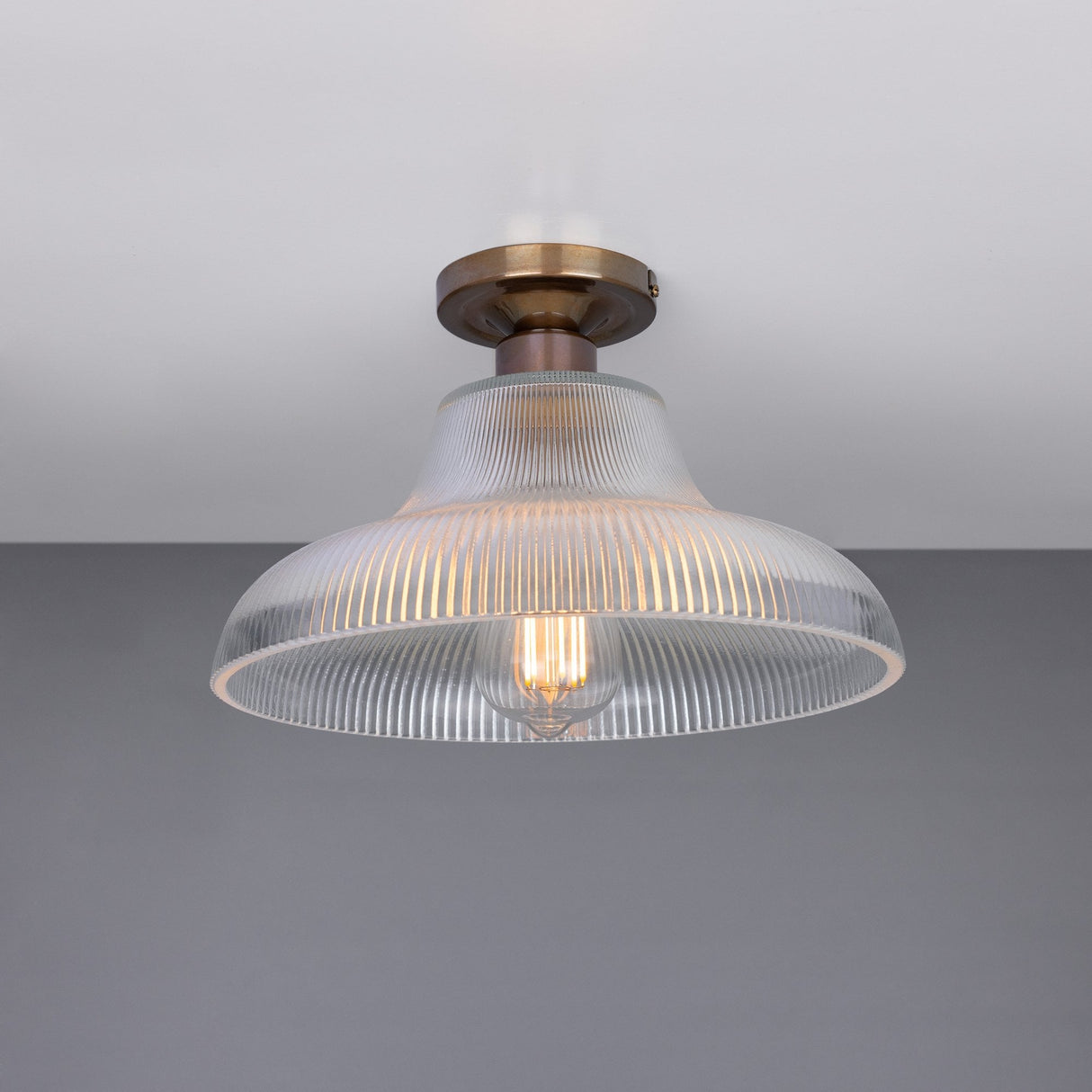 Mono 30cm Antique Brass Railway Flush Light Fixture