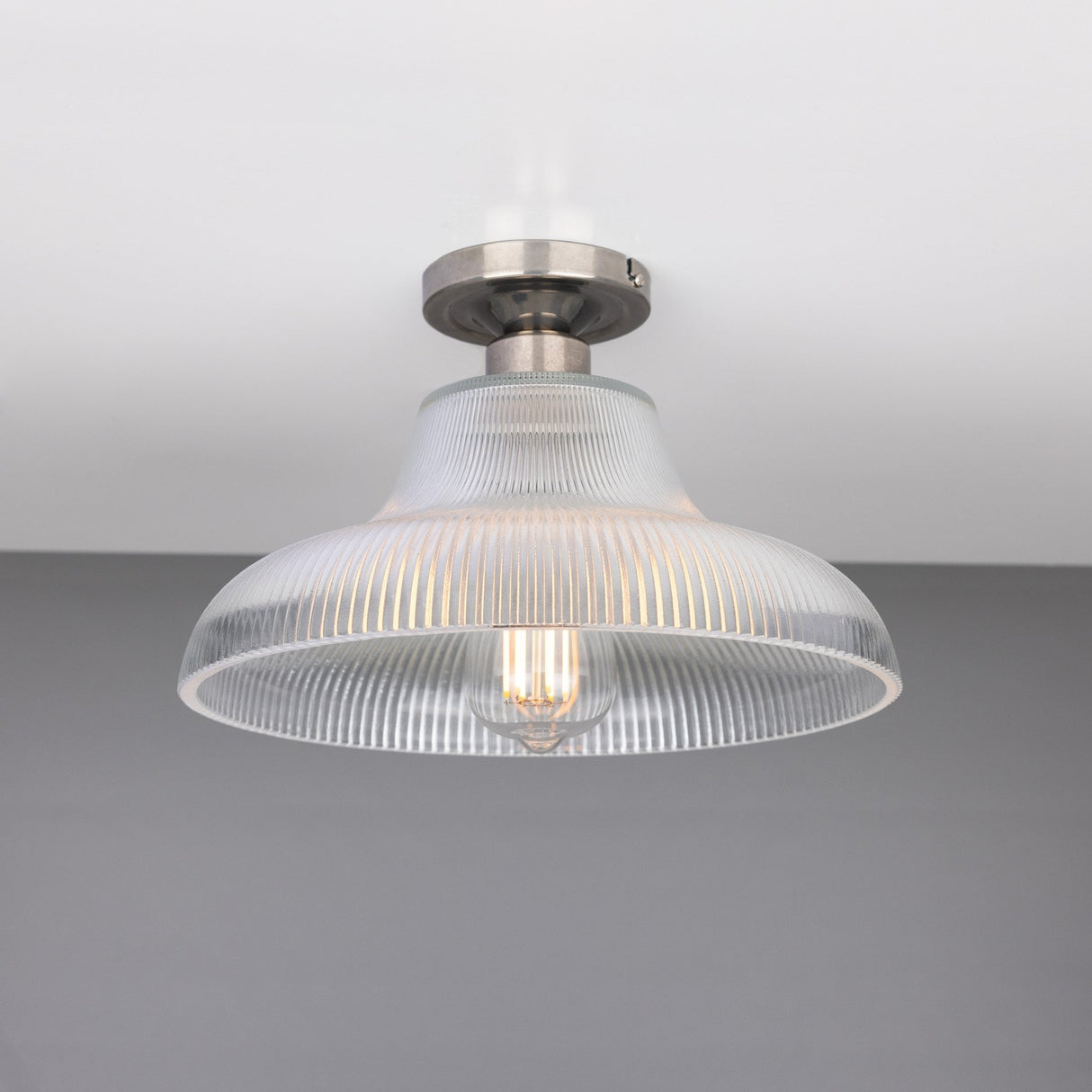 Mono 30cm Antique Brass Railway Flush Light Fixture