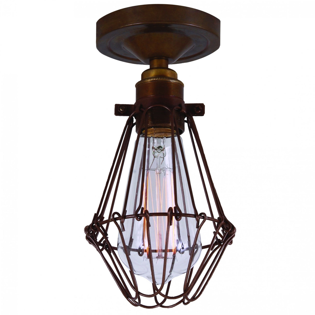 Apoch Antique Brass & Bronze Flush Cage Ceiling Light