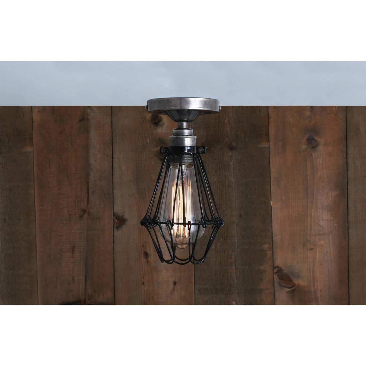 Apoch Antique Brass & Bronze Flush Cage Ceiling Light