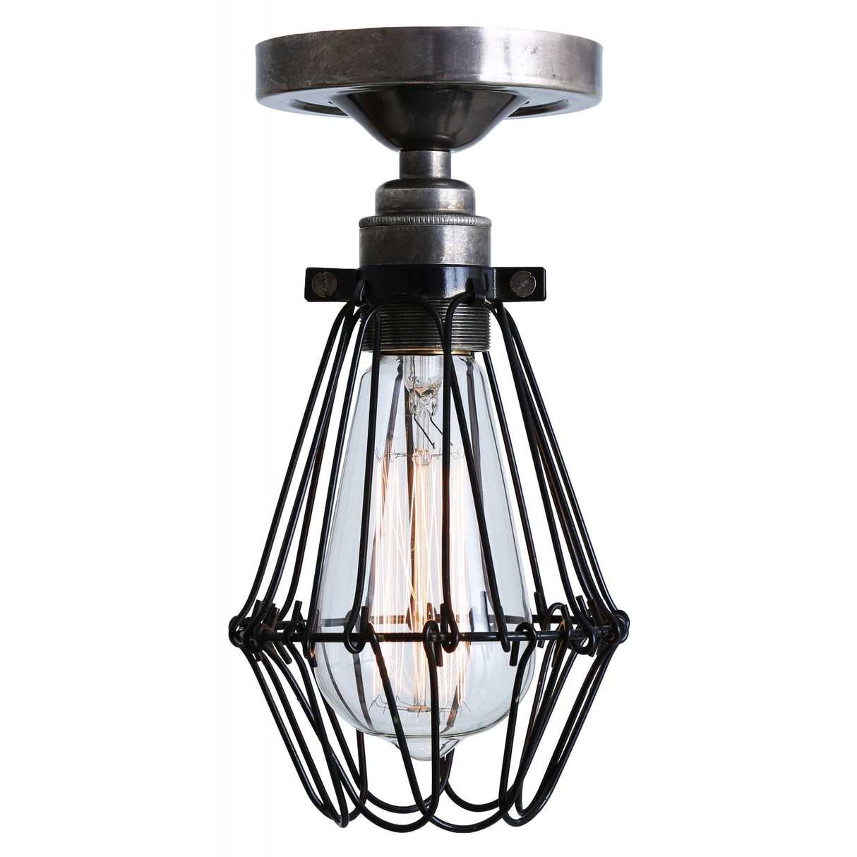 Apoch Antique Brass & Bronze Flush Cage Ceiling Light