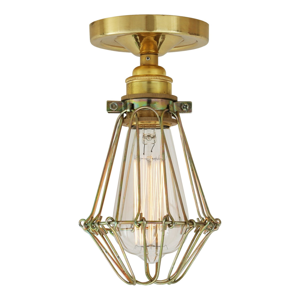 Apoch Antique Brass & Bronze Flush Cage Ceiling Light