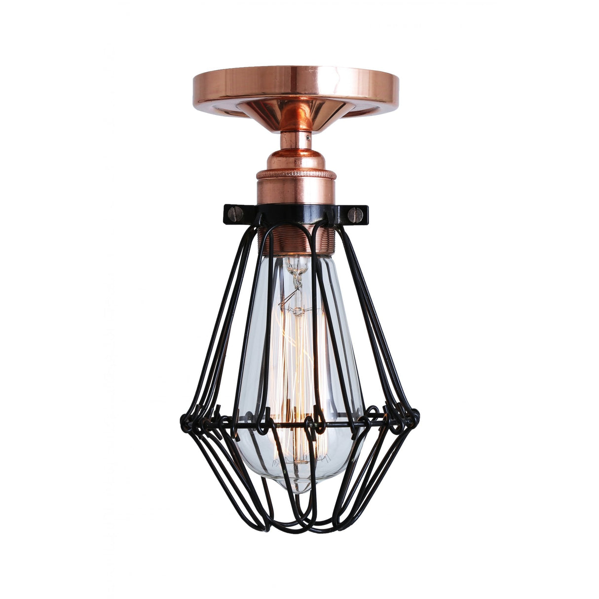 Apoch Antique Brass & Bronze Flush Cage Ceiling Light