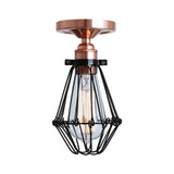 Apoch Antique Brass & Bronze Flush Cage Ceiling Light