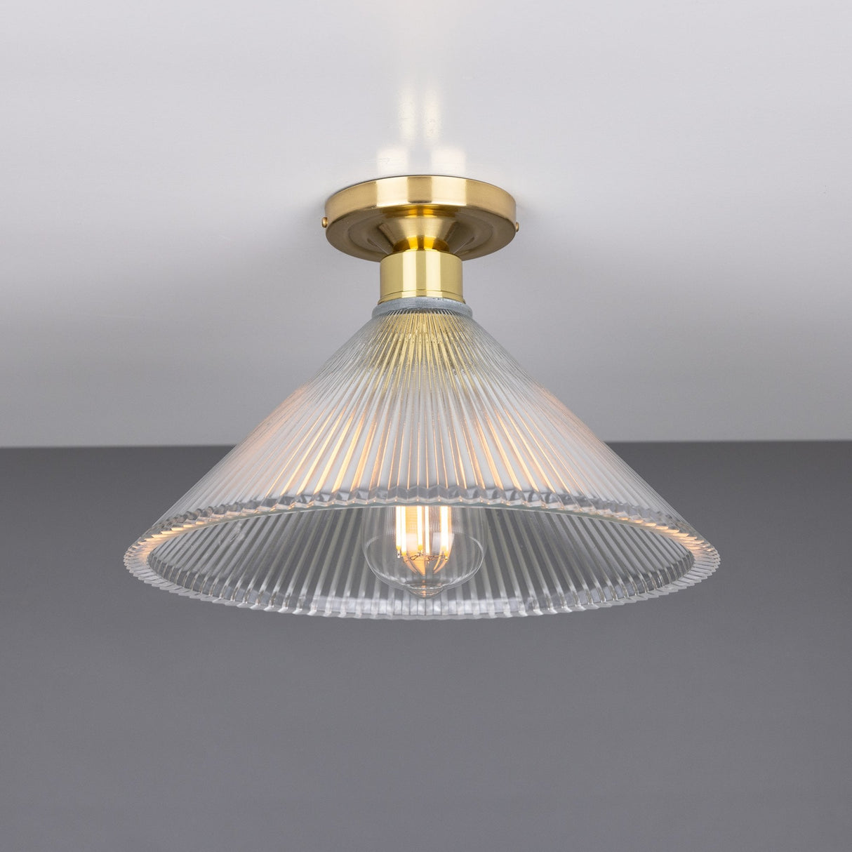 Hanoi Vintage Antique Brass Flush Ceiling Light Fixture