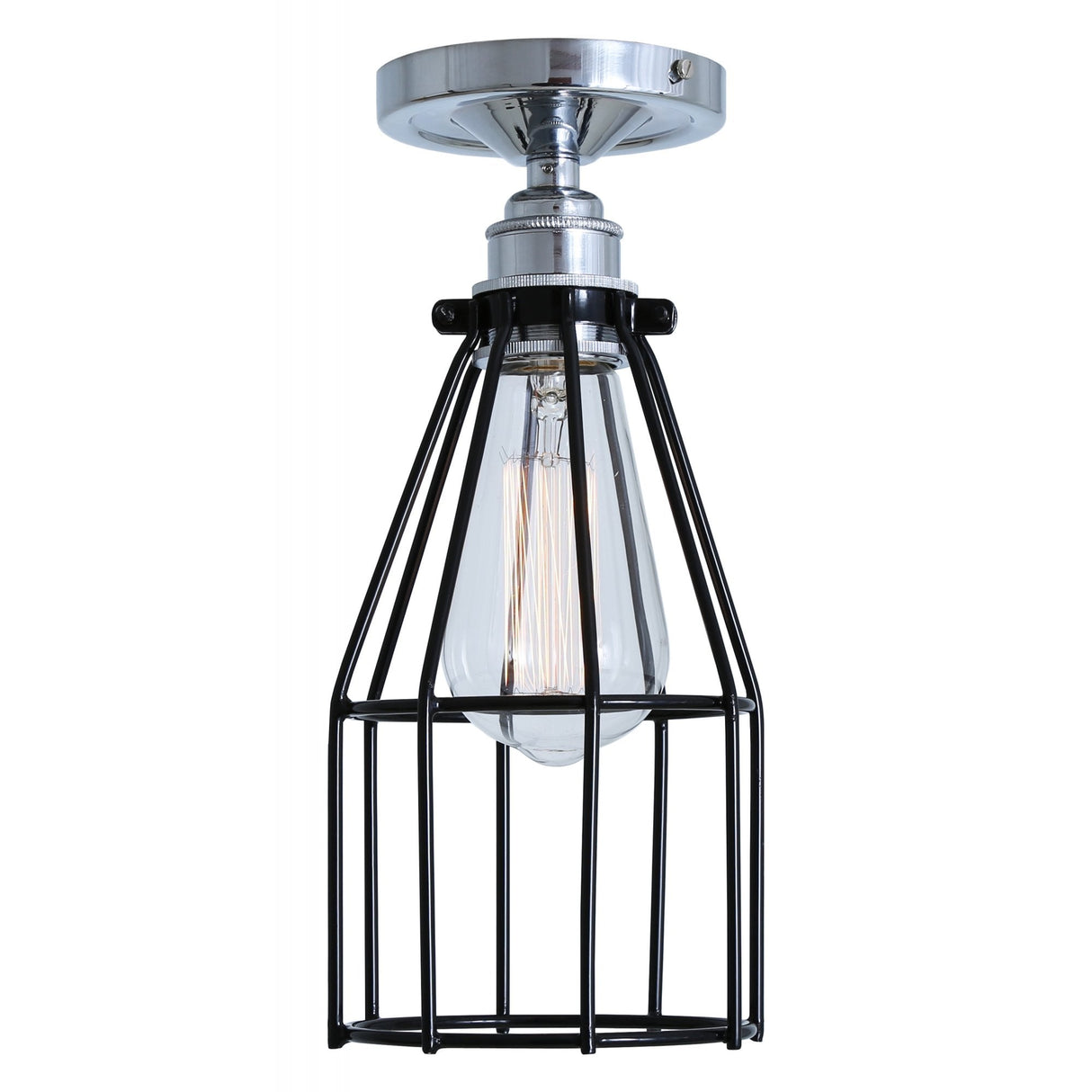 Sage Green Industrial Cage Ceiling Light with Chrome Lampholder