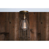 Sage Green Industrial Cage Ceiling Light with Chrome Lampholder