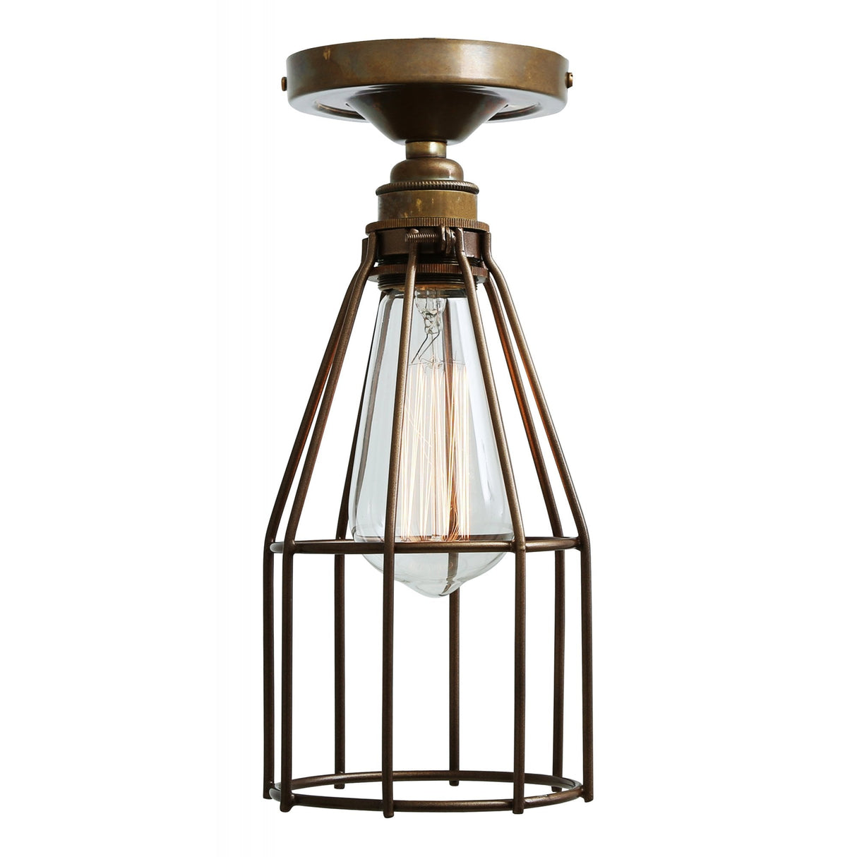 Sage Green Industrial Cage Ceiling Light with Chrome Lampholder