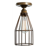 Sage Green Industrial Cage Ceiling Light with Chrome Lampholder
