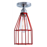 Sage Green Industrial Cage Ceiling Light with Chrome Lampholder