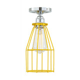 Sage Green Industrial Cage Ceiling Light with Chrome Lampholder