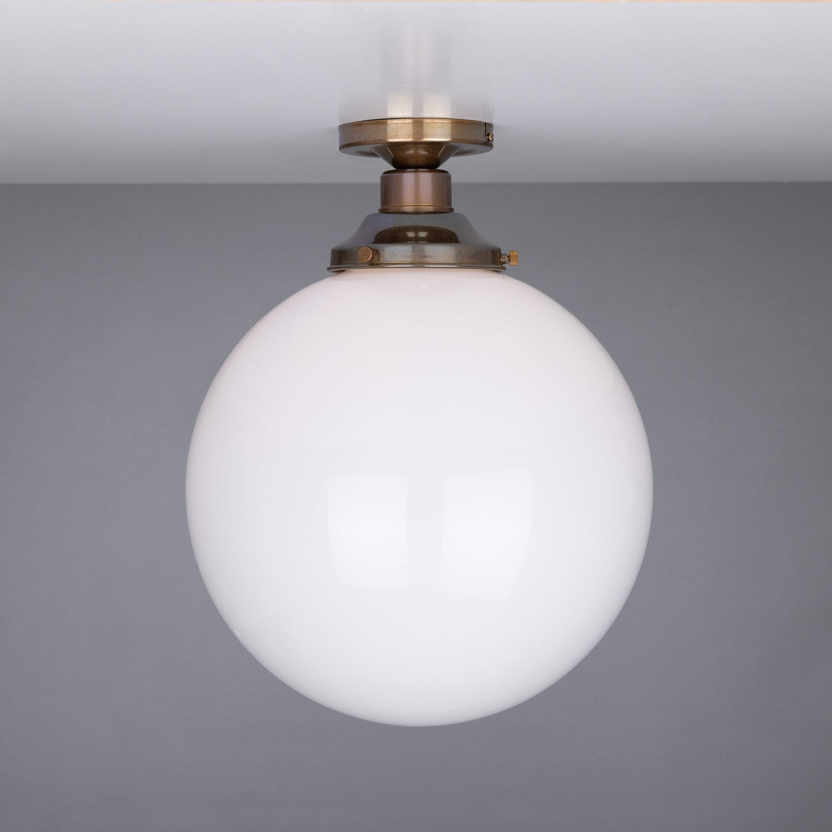 Yerevan 30cm Brass and Opal Glass Globe Ceiling Light