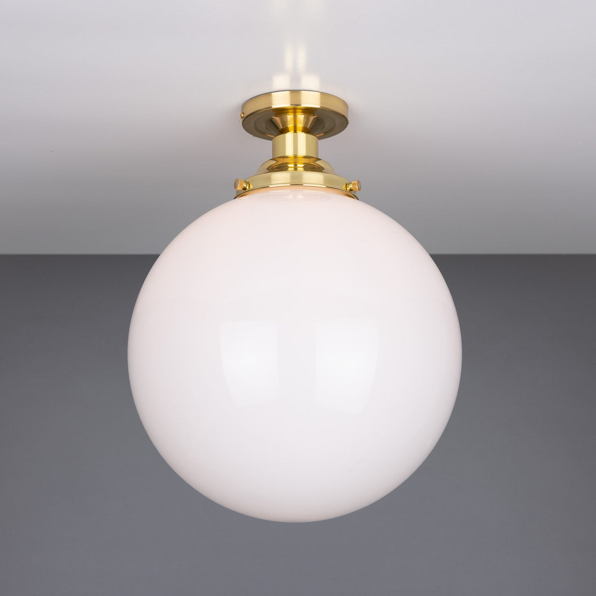 Yerevan 30cm Brass and Opal Glass Globe Ceiling Light