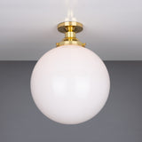 Yerevan 30cm Brass and Opal Glass Globe Ceiling Light