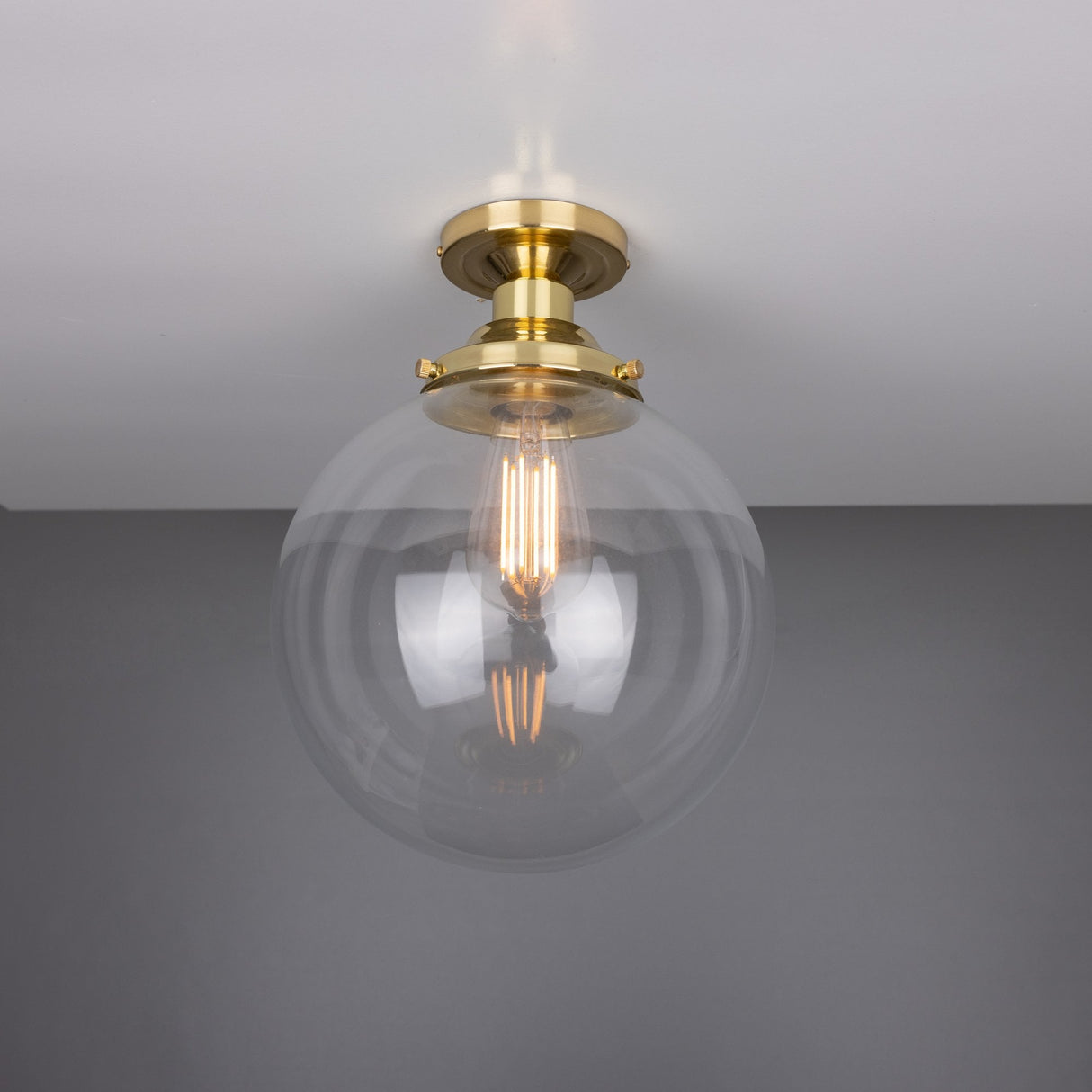 Antique Brass Globe Ceiling Light by Riad - 25cm Diameter