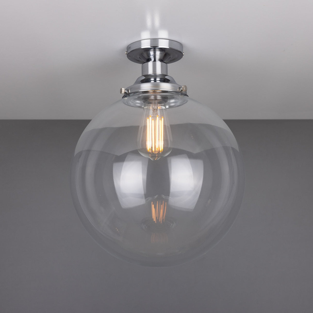 Riad Antique Brass Globe Ceiling Light Fixture, 30cm