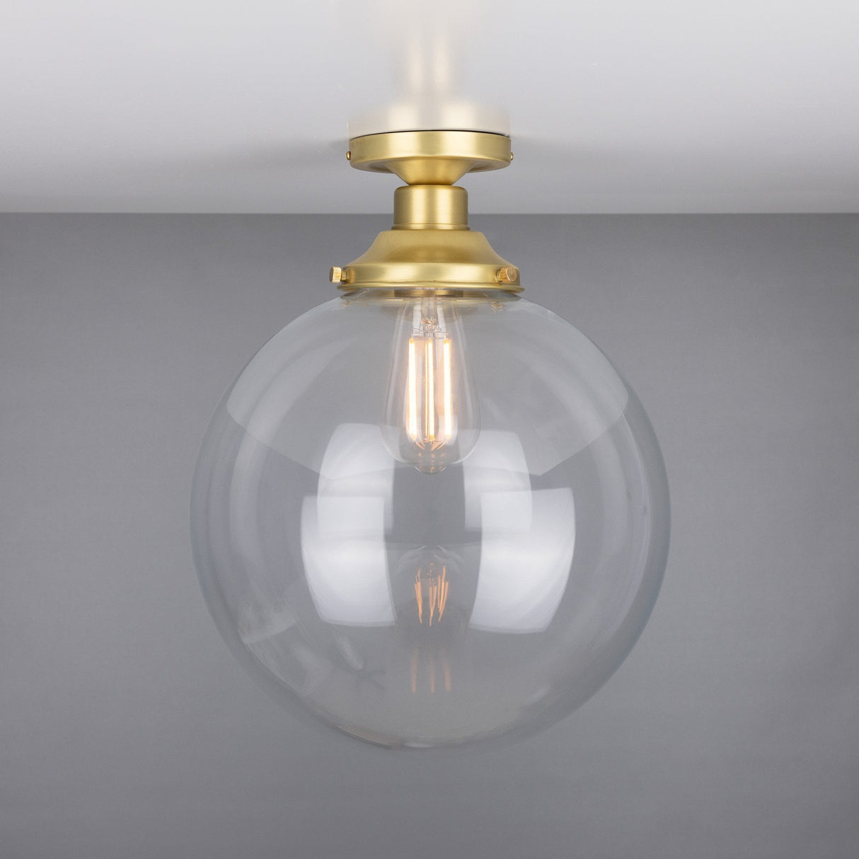 Riad Antique Brass Globe Ceiling Light Fixture, 30cm