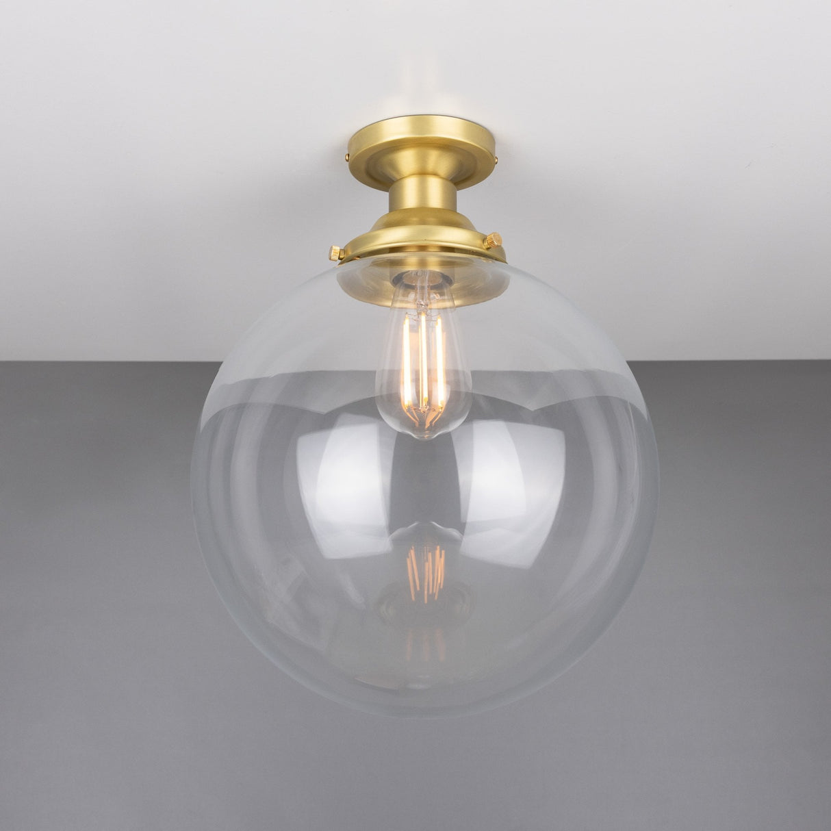 Riad Antique Brass Globe Ceiling Light Fixture, 30cm