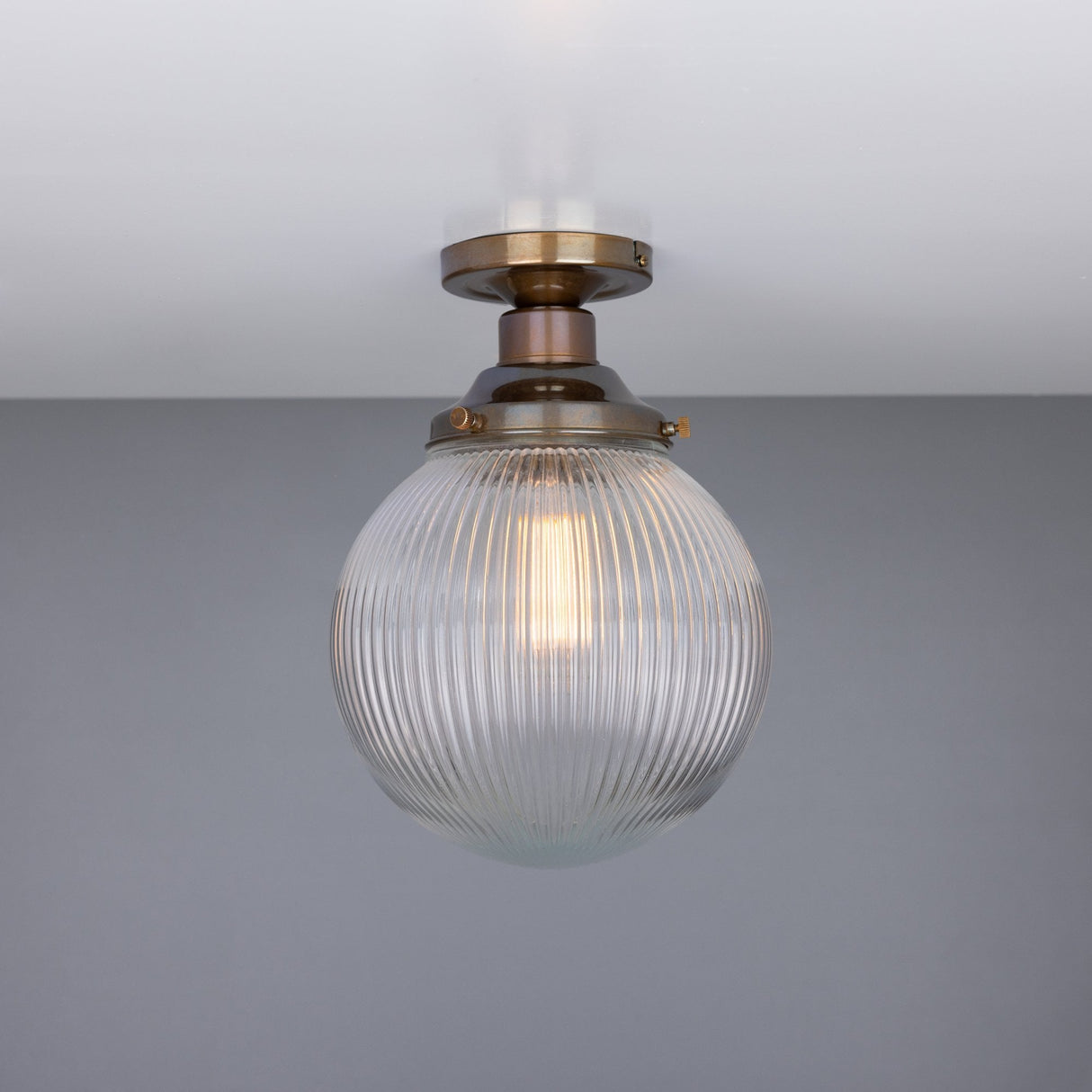 Stanley Holophane 8 Globe Ceiling Light in Antique Brass